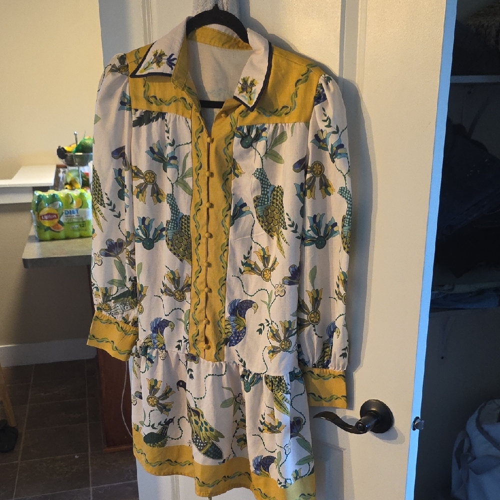 Floral Print Dress with Yellow Accents